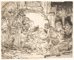 Hyrdernes tilbedelse (med lampen) af Rembrandt van Rijn