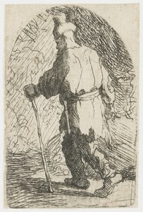 Flugten til Egypten: en skitse: Sankt Josef af Rembrandt van Rijn