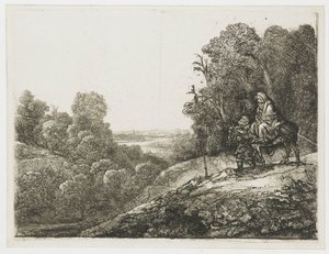 Flugten til Egypten: bearbejdet plade af Seghers af Rembrandt van Rijn