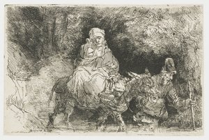Flyveturen til Egypten krydser en bæk af Rembrandt van Rijn