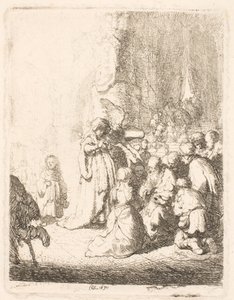 Fremvisningen i templet (med englen): den lille plade af Rembrandt van Rijn