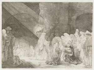 Fremvisningen i templet: aflang tryksag af Rembrandt van Rijn