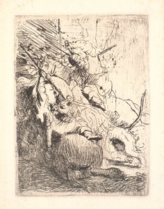 Den lille løvejagt (med en løve) af Rembrandt van Rijn