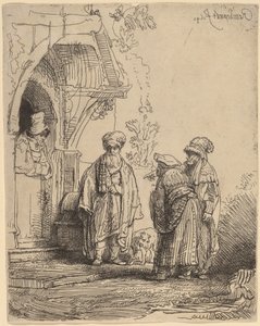 Tre orientalske figurer (Jacob og Laban?) af Rembrandt van Rijn
