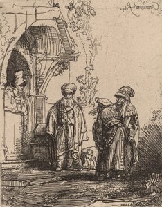 Tre orientalske skikkelser Jacob og Laban, 1641. af Rembrandt van Rijn