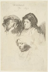 Tre kvindehoveder af Rembrandt van Rijn
