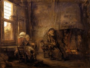 Tobit og Anna venter på, at deres søn vender tilbage, 1659 af Rembrandt van Rijn