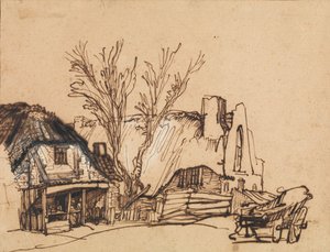 To hytter, ca. 1636. af Rembrandt van Rijn