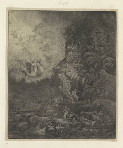 Verkondiging aan de hyrder Samling af 85 originale tryk (serietitel) af Rembrandt van Rijn