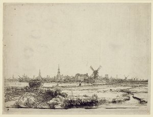 Udsigt over Amsterdam, ca.1640 af Rembrandt van Rijn
