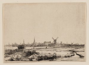 Udsigt over Amsterdam fra Kadijk af Rembrandt van Rijn