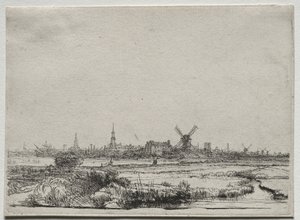 Udsigt over Amsterdam fra nordvest, ca. 1640. af Rembrandt van Rijn