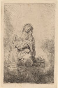 Jomfru og barn i skyerne af Rembrandt van Rijn