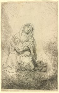 Jomfruen med barnet i skyerne af Rembrandt van Rijn
