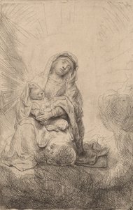 Jomfru og barn i skyerne, 1641. af Rembrandt van Rijn