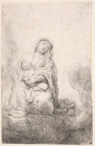Jomfruen og barnet i skyerne af Rembrandt van Rijn