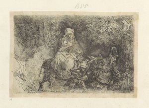 Flyvning til Egypten: Krydser en strøm Recueil de quatre-vingt-cinq estampes originales (serietitel) af Rembrandt van Rijn