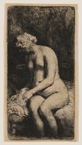 Kvinde med fødderne i en bæk af Rembrandt van Rijn