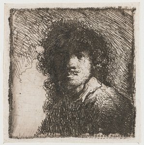 Selvportræt med bar hoved af Rembrandt van Rijn