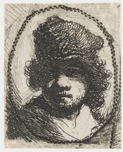 Selvportræt med pelshat af Rembrandt van Rijn