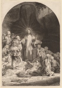 Kristus prædiker og helbreder (fragment fra de hundrede gylden print) af Rembrandt van Rijn and William Baillie