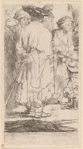 Manden med en stok (fragment fra de hundrede gylden print) af Rembrandt van Rijn and William Baillie