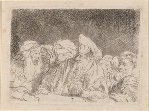 Farisæerne debatterer (fragment fra de hundrede gylden print) af Rembrandt van Rijn and William Baillie