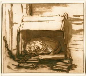 Sovende vagthund af Rembrandt van Rijn