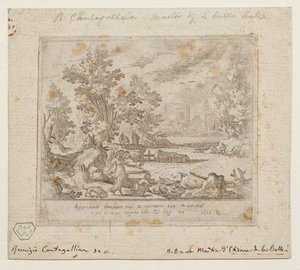 Landskab med Tobias og englen, ca. 1609 (radering) af Remigio Cantagallina