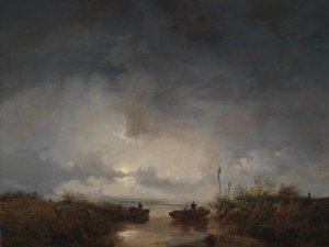Fiskere i en måneskinnet nat af Remigius Adrianus Haanen