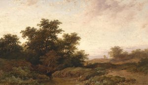 Åbent landskab i aftenlys af Remigius Adrianus Haanen