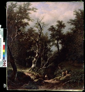 Paysage de foret (Forest landscape). Peinture de Remigius Adrianus van Haanen (Remy ou Remi Adrien van Hannen af Remigius van Haanen