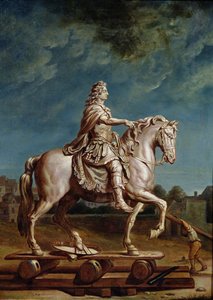 Transport af rytterstatuen af Ludvig XIV fra værkstedet i Capucines kloster i 1669, efter 1669
