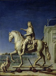 Transport af rytterstatuen af Ludvig XIV til Place Vendome i 1699, efter 1669
