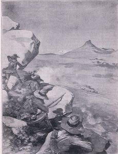 Boere skyder på General Frenchs tog (litho) af René Bull