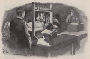 At finde en kugle med røntgenapparatet på Militærhospitalet, Pietermaritzburg, Natal, Sydafrika, Boer War af René Bull