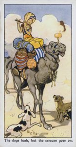 Hundene gøer, men campingvognen fortsætter (farve litho)