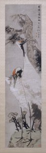 Traner, fyrretræ og lav, dateret 1885.