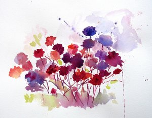 Farvestrålende akvarelblomster af Renate Holzner