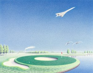 Cirkel, 2000, farveblyantstegning på papir af Rene Boin
