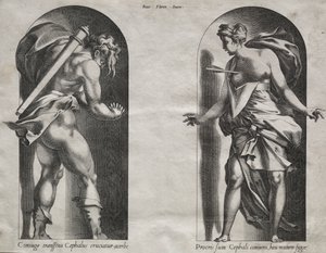 Cephalus og Procris i to nicher af Rene Boyvin