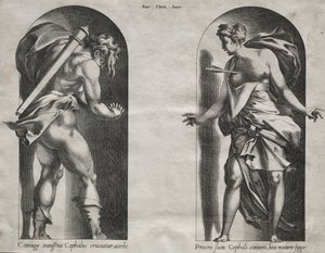 Cephalus og Procris i to nicher, 1538-1540. af Rene Boyvin