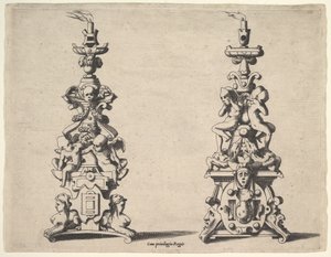 To lysestagedesigns, ca. 1550-60. af Rene Boyvin