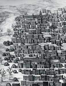 Udsigt over byen Timbuktu, Mali, gravering fra rejser gennem Centralafrika til Timbuctoo, af Rene Caillie (1799-1838) mellem 1824 og 1828, Afrika af Rene Caillie