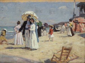 Par på stranden i Cabourg (olie på lærred)