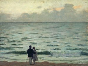 Vindstød, solnedgang ved Cabourg, ca. 1937 (olie på panel)