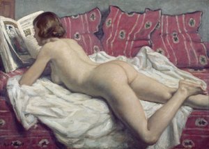 Nøgen på en lyserød Divan, ca. 1925 (olie på lærred)