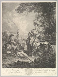 Le Berger Recompensé The Rewarded Shepherd, 1700-tallet. af Rene Gaillard
