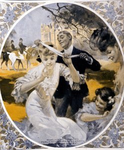 Havespil: forberedelse af et spil kulmule mesh, begyndelsen af århundredet. Illustration af Rene Lelong (1871-1933) af Rene Lelong