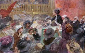 Suffragetter mødes under en valgkamp